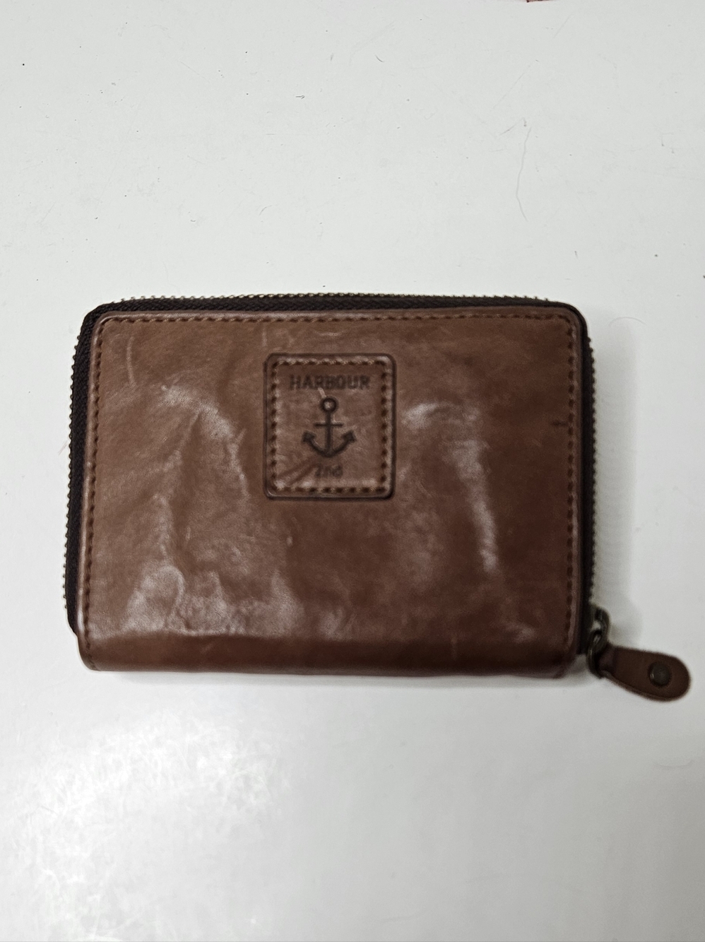 Harbour 2nd Genuine Leather Wallet Cognac Brown Snap Zipper Closure
